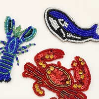 Animaux marins faits à la main coquillages étoile de mer tortue de mer dauphin perlé strass Patch 3D paillettes Applique pour vêtements