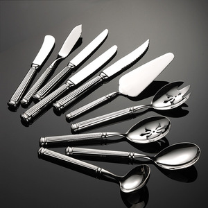 Cuillère à dessert épaissie en acier inoxydable 304 forgé, couteau, fourchette, cuillère de style colonne romaine, spatule à gâteau pour hôtel et cuisine occidentale - Product Image 1