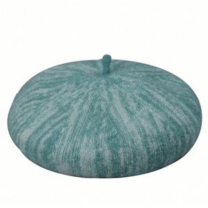 Béret en laine tricoté pour femme, collection Automne-Hiver 2025, dégradé de couleurs, style décontracté, chaud et tendance, chapeau de peintre - Product Image 5