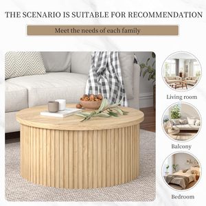 Mesa <span class=keywords><strong>de</strong></span> <span class=keywords><strong>Centro</strong></span> Moderna con Tapa Elevable y Almacenamiento, Mueble <span class=keywords><strong>de</strong></span> Salón, Mesa Redonda <span class=keywords><strong>de</strong></span> Madera con Compartimento Oculto - Product Image 6