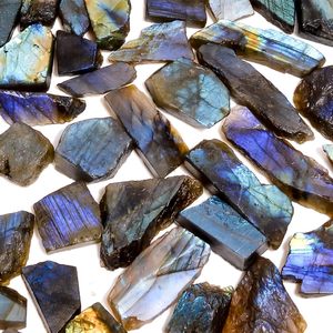 Gemkora Pierre précieuse naturelle brute de labradorite, 100 carats, forme irrégulière, gris, pour la création de bijoux, cristaux en vrac - Product Image 2