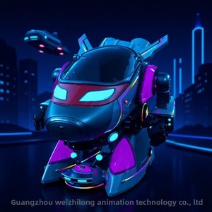 Robot Eléctrico de Fibra de Vidrio para Montar con Puerta Elevadora, Pistola de Burbujas y Rotación 360° para Parques al Aire Libre, Juego Independiente para 2 Jugadores - Product Image 5