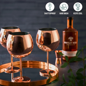 Grands verres à <span class=keywords><strong>vin</strong></span> en acier inoxydable rose doré 600ml/700ml, gobelets incassables en métal à pied <span class=keywords><strong>ballon</strong></span>, verres à <span class=keywords><strong>vin</strong></span> rouge portables et élégants - Product Image 3