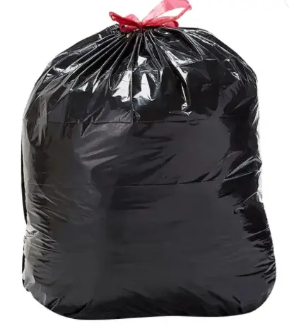 O plástico descartável personalizado recicla o saco preto do lixo do pe com o saco do lixo do lixo do cordão do cordão