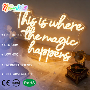 Neonawall Insegna LED Neon 'This Is Magic Happens' IP65 USB, Luce da Parete Personalizzabile e Dimmerabile per Camera da Letto, Casa, Ufficio - Product Image 1