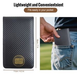 Carbon Fiber Leather Scorecard Holder Customized Leather Golf Scorecard Yardage Book Cover with Pen & Score Cards - Product Image 2