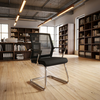 Chaise de bureau commerciale moderne avec cadre métallique, dossier en tissu maillé, base en forme d'arc, design minimaliste pour la maison, le bureau ou l'école