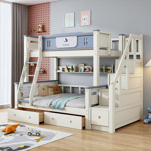 Litera Económica de Madera de Pino para Niños con Escaleras de Almacenamiento, Individual sobre Matrimonial, Diseño Moderno para Niños y Adolescentes - Product Image 3