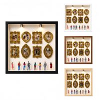 Set Bingkai Foto Mini Museum Modern dengan Bingkai MDF Hitam Persegi untuk Dekorasi Potret dan Pemandangan