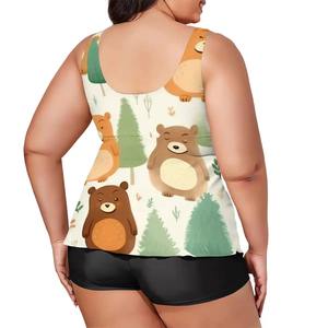 Traje de baño de dos piezas para mujer de talla grande con imagen personalizada con logotipo personalizado Traje de baño metálico transpirable con patrón de punto personalizado hecho a medida - Product Image 3