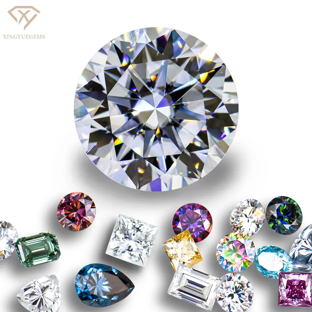 Xingyue gemston – pierres diamantées certifiées vvs gra, vente en gros, rondes D EF GH couleur blanche, 0.7-18mm, moissanite en vrac