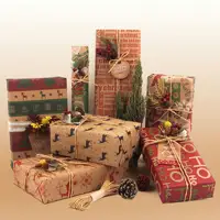 장식 랩 종이 롤 Diy 인쇄 사용자 정의 로고 빈티지 럭셔리 Krafts 종이 크리스마스 선물 상자 포장지 포장