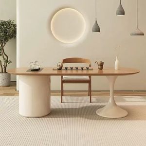 Juego de Mesa y Sillas de Madera Sólida Color Crema, Muebles Minimalistas de Lujo para Sala de Estar, Aptos para Balcón - Product Image 3