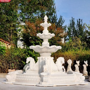 Fontaine YOUFINE en marbre <span class=keywords><strong>blanc</strong></span>, Pégase ailé à plusieurs niveaux, pour entrée d'hôtel et allée de villa - Product Image 2