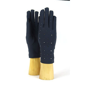 Fabriqué en Italie Gants pour femmes Gants de mode Gants en tissu avec strass. Étincelant et pour les occasions élégantes. Tissu extensible - Product Image 1