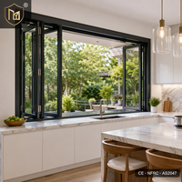 Fenêtre pliante en aluminium JUNYAO avec joint EPDM, isolation thermique, insonorisation, verre trempé, certifiée CE NFRC AS2047, ODM, pour cuisine