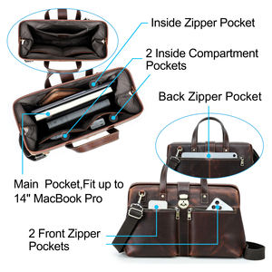 Sac messager vintage 14'' pour homme, sac de médecin avec serrure, en <span class=keywords><strong>cuir</strong></span> pleine fleur véritable, sac bandoulière et à main - Product Image 3