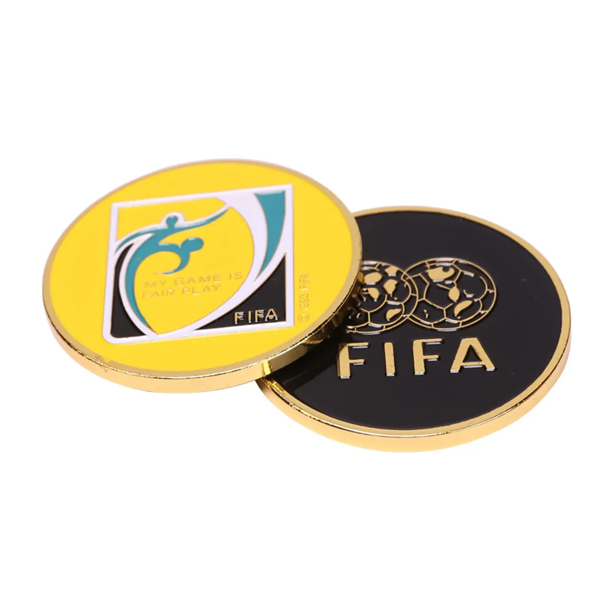 Fußball-Flip-Münze Anti-Rost Harte Legierung Fußball-Rechter Wurf Münzen wählen Seite mit Hülle für Spiele Training