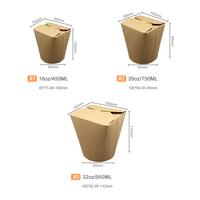 16oz 26oz 32oz Boîte d'emballage jetable pour nouilles à emporter avec logo personnalisé Printon Boîte d'emballage pour pâtes doner kebab