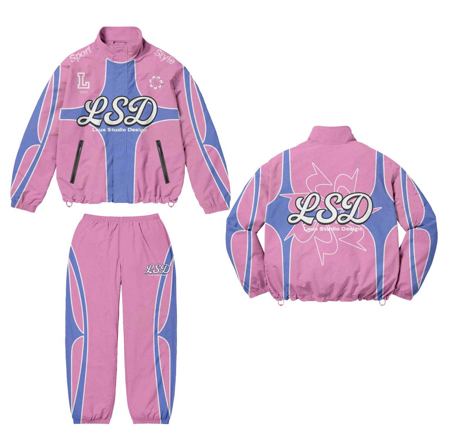 Individuelles Logo Nylon Zwei-Teile-Set Reißverschluss Vintage Windstopper Sublimations-Trainingsanzug Windstopper Kurzer Satz