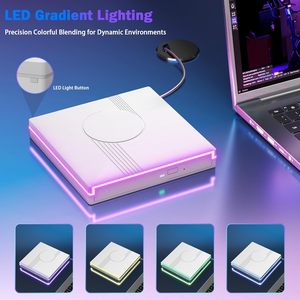 Unidad <span class=keywords><strong>de</strong></span> CD/<span class=keywords><strong>DVD</strong></span> Externa USB 3.0 Tipo-C RGB, Grabadora/Reproductor Portátil Ultradelgado +/-RW, Unidad Óptica <span class=keywords><strong>para</strong></span> Laptop/PC <span class=keywords><strong>de</strong></span> Escritorio/Mac/Windows - Product Image 4