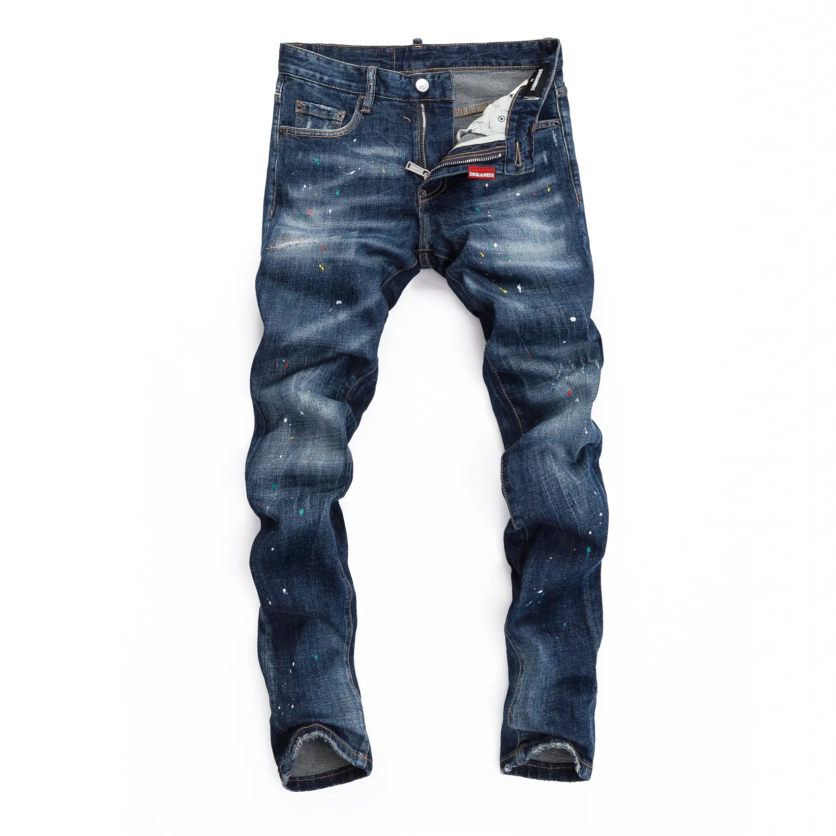 Jeans larghi jeans denim gioielli impilati