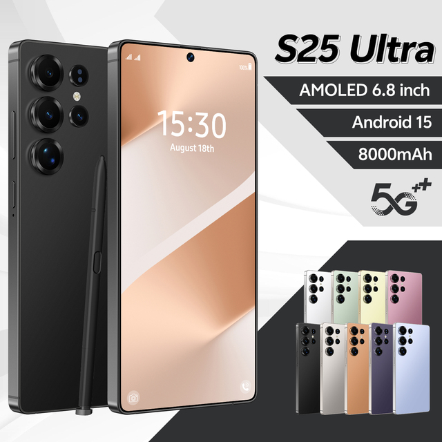 108MP High-Definition Camera S25 Phone 6.8 Inch 90Hz OLED 16GB+1TB 5G Android 15 Face ID 8000mAh Battery