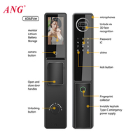 Cerradura de Puerta con Reconocimiento Facial y Huella Dactilar, Pantalla HD, Ttlock Wifi, Cámara de Ojo de Gato, Contraseña, Cerraduras Electrónicas con Sensor de Venas de la Palma