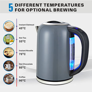 Bouilloire sans fil 1,8 L en acier inoxydable rotative à 360 degrés pour la maison et l'hôtel, bouilloire à thé numérique rotative à 360 degrés - Product Image 4
