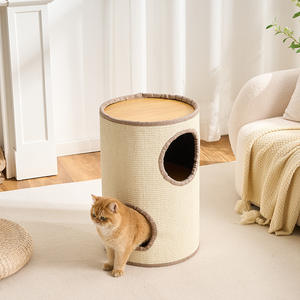 Lit pour chat en sisal de luxe moderne, combinaison griffoir, durable, résistant à l'usure, design hiver chaud, en carton pour plusieurs chats - Product Image 3
