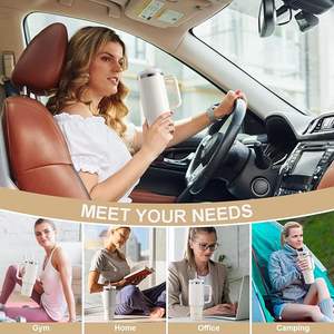 Vaso Térmico de 40oz con Asa y Popote, Taza Antiderrames de Acero Inoxidable Aislada para Viajes, Bebidas Frías por 24 Horas, Taza para Coche para Bebidas Calientes - Product Image 4