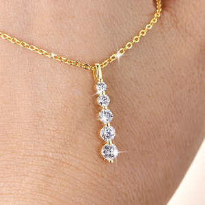New 5-Stone DVVS1 Moissanite LuxuriousStraight Gradient V-Neck Calabash <strong>Long</strong> Collarbone Chain Fashion Pendant <strong>Necklace</strong> for Women - Product Image 5