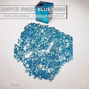 200 pièces par lot, topaze bleue naturelle de qualité A+, taille brillant ronde, traitée thermiquement, 1-3 mm, pour la fabrication de bijoux - Product Image 2