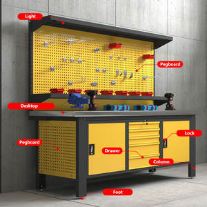 Armoire de rangement de garage en acier robuste avec tiroirs, établi modulaire verrouillable pour le rangement d'outils d'atelier - Product Image 2