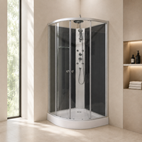 Cabine de douche Quadrant de fabricant de premier plan avec cadre chromé et panneau de massage multi-jets, porte en verre fumé
