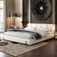 Lit plateforme moderne de luxe rembourré, cadre en bois massif, cuir de qualité supérieure, confort élégant, lit king size pour chambre principale