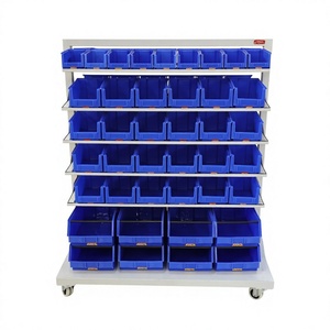 Armoire de rangement industrielle robuste multi-compartiments avec roulettes, capacité de charge 400 kg, pour boulons, écrous, vis, fixations, pièces de machines, atelier - Product Image 1
