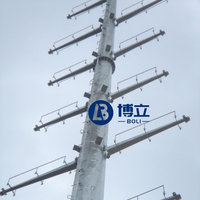 Poteau de ligne de transmission 10KV 35KV 110KV 220KV, tube galvanisé, poteau électrique monopolaire, tube en acier, tour tubulaire galvanisée à chaud