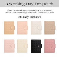 Portefeuille-planificateur Hongbo A6 multicolore en cuir PU matelassé doux et lisse, avec reliure à anneaux couleur or rose, idéal comme cadeau ou organiseur à feuilles mobiles