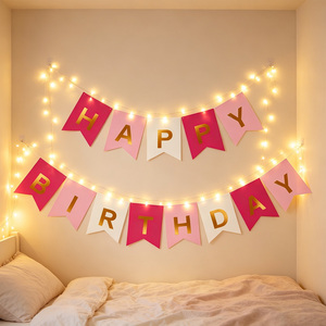 Ghirlanda per Feste 'Party Love' con Lettere Rosa e Oro, 14 Pezzi, Striscione 4M per Decorazioni - Product Image 4