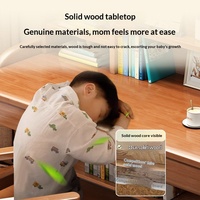 Table d'étude et chaise minimalistes en bois massif pour enfants avec étagère intégrée, hauteur réglable, pour élèves du primaire/du collège, usage domestique