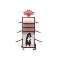 Support d'affichage mobile double face pour animalerie, en métal robuste avec crochets coulissants et roulettes, pour outils de toilettage, jouets et nourriture