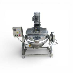 Olla de doble caldera eléctrica con vapor y agitador inclinable, 200L, 50L, 300L, con picadora - Product Image 3