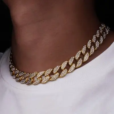 Hip Hop Diamond Cut New Zircon Jewelry 14k Gold Plated Miami Cuban Link Chain Design For Men