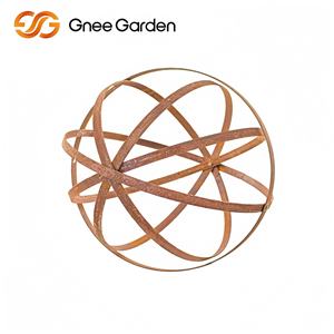 Ornement de sphère circulaire d'anneau de jardin décoratif extérieur en acier Corten pour décor de jardin - Product Image 5