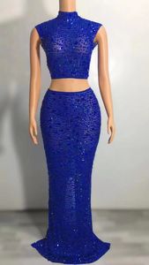 Vestidos Mujert sexy Strass-Top lange Röcke <span class=keywords><strong>2</strong></span>-teiliges Outfit-Set Cocktail Bankett Abendkleid Damen Nachtclub Party-Kleid - Product Image 5