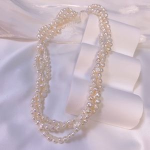 Collier de perles d'eau douce multicouches torsadées fait main Wenchi, style rétro français, petite collection, avec perles 'Fried Dough' classiques - Product Image 4