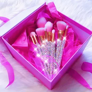 Promotional Rainbow Eye Cosmetic Makeup Brush Set Diamond Handle 6/12PCS Blending Eyeshadow Make Up Brushes Professional