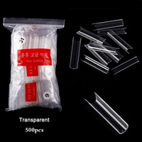 500 pièces/sac Capsules d'ongles préformées extra longues, courbe en C, carrées, couvrantes, forme cercueil, réutilisables, en gel acrylique ABS
