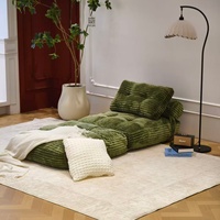 Sofá Cama Cuadrado de Terciopelo Comprimible de un Solo Asiento, Precio de Fábrica, Ajustable, 100% Esponja, Diseño Ecológico que Ahorra Espacio